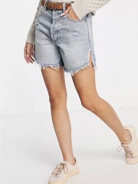 We the free Denim side split boyfriend shorts size 28 #1244
